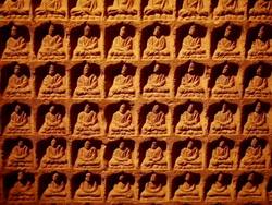 CU PAN Shot of Ancient Budha statue / Xian, Shaanxi, China Stock Footage