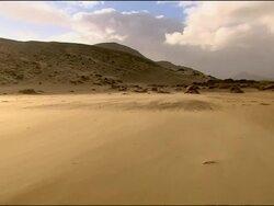 Sand blowing in valley, Andalucia, Spain Stock Footage