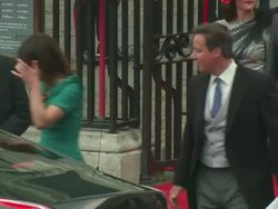 PM David and Samantha Cameron leaving Westminster Abbey at the Royal Wedding Departures Westminster Abbey B Camera at London England. (Footage by WireImage Video/GettyImages) Stock Footage