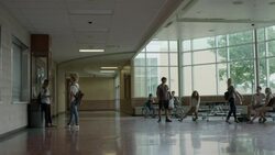 Wide shot of students watching girl dance ballet in school lobby / Mapleton, Utah, United States Stock Footage