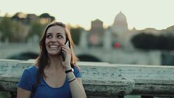 Tourist woman in Rome and Saint Peter's Dome Stock Footage