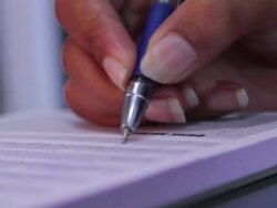 girl writing with pen Stock Footage