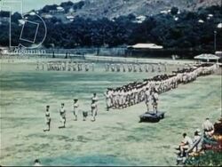 WAAAF members parade to celebrate the 2 year anniversary of the forming of the WAAAF, 15th March 1943, Australia Stock Footage
