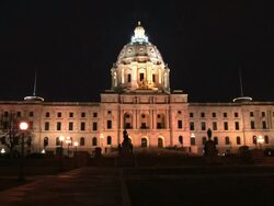A night shot of the Minnesota State Capitol building in St. Paul Minnesota Stock Footage