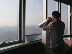 Using Binoculars Stock Footage