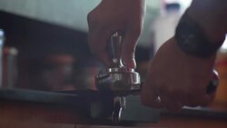 Tamping Coffee Powder - Making Espresso Stock Footage