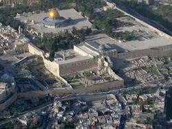 Aerial Temple Mount in the old city of Jerusalem, Israel Stock Footage