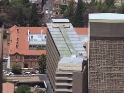 MS AERIAL View of National Afrikaans Literature Museum / Bloemfontein, Free State, South Africa Stock Footage