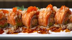 salmon sushi rolls - japanese food Stock Footage