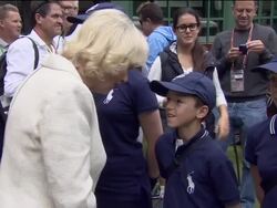 Camilla chatting to ball boys & girls at Wimbledon News Clip