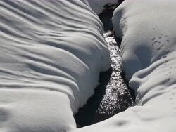 MS Little brook in winter / Grindelwald, Bernese Oberland, Switzerland Stock Footage
