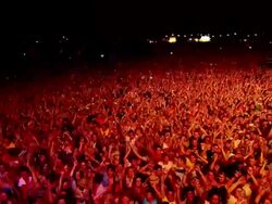 W/S EXT Concert Crowd Jumping Night Stock Footage