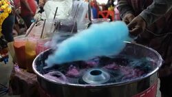 Cotton candy street food market in thailand Stock Footage