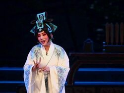 MS Actress performing local Chinese traditional qinqiang opera on stage AUDIO / xi'an, shaanxi, china Stock Footage