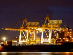 Bangkok Shipyard Working at Dusk Time Lapse Stock Footage