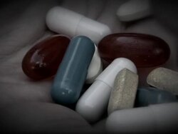 Drugs, coins, and homeless person hands. Drug user. Narcotic addiction. Stock Footage