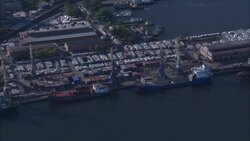 Ships anchor at a dock in St.Petersburg. Stock Footage