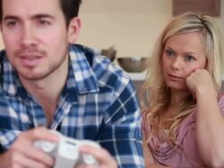 male playing on game console Stock Footage