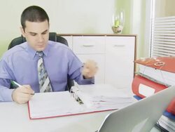 HD TIME-LAPSE: Nervous Businessman Doing Paperwork Stock Footage