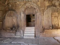 Noravank monastery, interior of Surb Karapet church Stock Footage