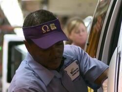 Van molding installed on assembly line Stock Footage