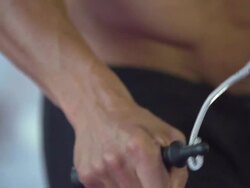 Man jump roping and doing CrossFit workout at the gym. - Slow Motion - 1920x1080 - filmed at 200 fps Stock Footage