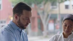 Restaurant owner inspects gourmet cake and talks with pastry chef Stock Footage