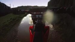 Motocross motorbike riding point of view Stock Footage