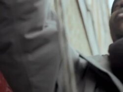 CU LA PAN Man opening roller door of shop, Brooklyn, New York City, New York State, USA Stock Footage