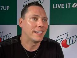 INTERVIEW - TiÃ«sto at 7UPÂ® Amps Up Miami Music Week With New Collaboration Ft. Tiesto and Martin Garrix Stock Footage