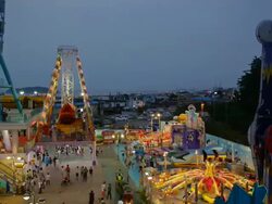 MS T/L Nightscape of Wolmido Theme Park / Incheon, South Korea Stock Footage