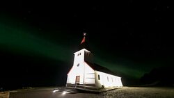 4K Time-lapse: Northern Light Aurora Borealis at VIK Southern Iceland Stock Footage
