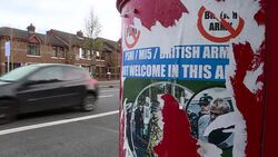 Republican Poster & Hope-Love Mural on Falls Road in Belfast News Clip