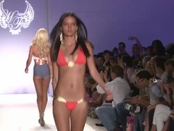 Models walk the runway during the Have Faith swimwear 2012 show Stock Footage