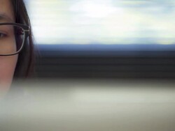 Businesswoman watching trend of Information global Stock Footage