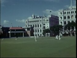 Cricket pitch at colonial club, Hong Kong, 1950 Stock Footage