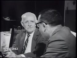 1966: ALLARD LOWENSTEIN: University of North Carolina president Frank Graham (1886-1972) talking w/ Al at table, SOT saying they had all types of speakers, Frank talking to socialist Norman Thomas, SOT university should not be afraid of freedom. Instructional Video