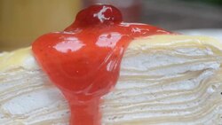 HD:strawberry jam cake with cream cake Stock Footage