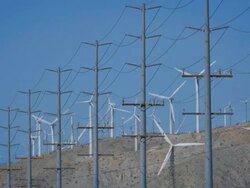 Electric Wind Power Lines With Heat Waves HD Stock Footage