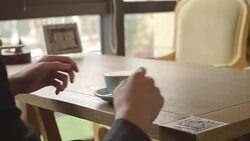 young waiter serving in cafe Stock Footage