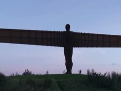 Angel of the North at dusk Stock Footage