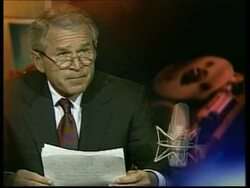 President Bush weekly radio address, comment on economy News Clip