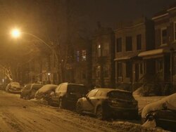 WS Neighborhood at night in winter Stock Footage