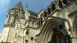 The Royal Courts of Justice Building Wide Pan News Clip