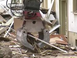MS Demolition of apartment block / Saarburg, Rhineland-Palatinate, Germany Stock Footage