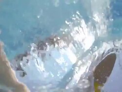 HD: Backflipping In The Pool With Camera Stock Footage