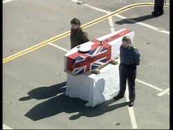 GWT: Repatriation ceremony for dead UK aircrew aboard Ark Royal News Clip