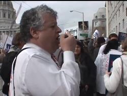 As thousands demonstrated outside, California Supreme Court justices weighed the arguments on whether the voters' decision to ban same-sex marriage was a denial of fundamental rights News Clip