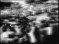 B/W 1961 PAN US troops in off-road vehicle driving thru cheering crowd / Berlin, Germany / newsreel Stock Footage