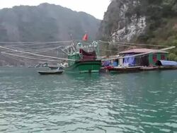 WS POV View of boats in Halong Bay / Halong Bay, Vietnam  Stock Footage